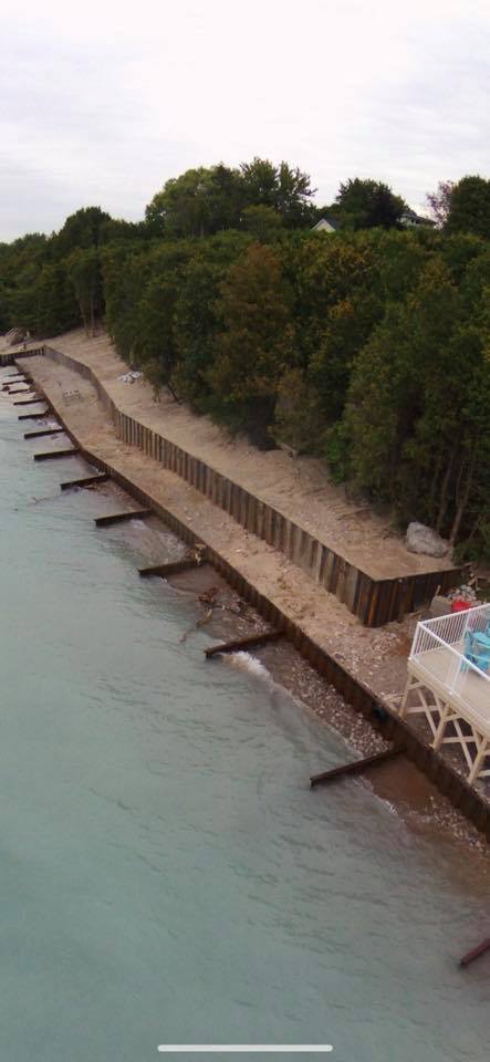 new shoreline retaining wall in Blue Haven Beach