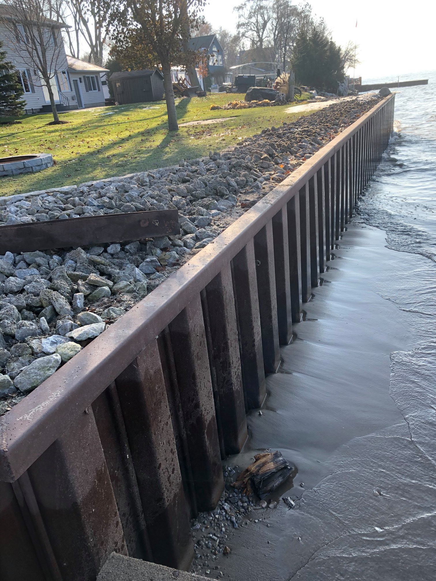 shoreline retaining walls in Port Franks, Ontario