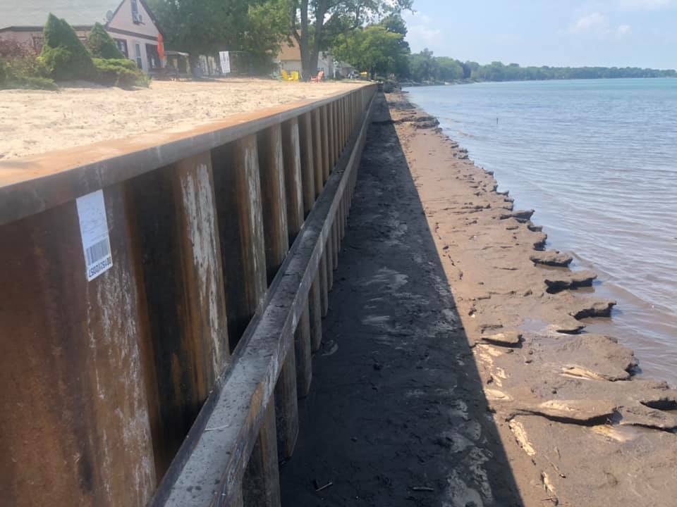 shoreline retaining walls in Kettle Point, Ontario