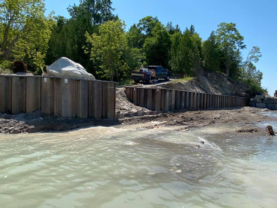 shoreline retaining walls in Cedar Bank